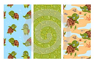 Turtle seamless patterns set