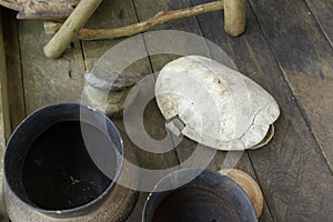 Turtle shell and pottery vessels, Kichwa community of Sani Isla in the Ecuadorean Amazon photo