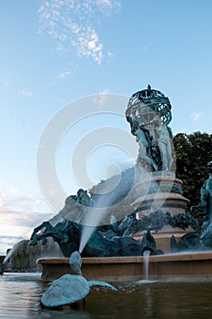 Turtle statues of Fountain of the Four Parts of the World Fontaine Des Quatre Parties Du Monde at Great Explorer Garden Jardin