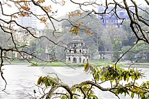 Turtle tower on the Hoan Kiem Lake Ho Guom