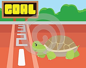 Turtle try to reach the goal by itself.Success and intention Concept