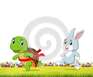 A turtle win the race against a rabbit