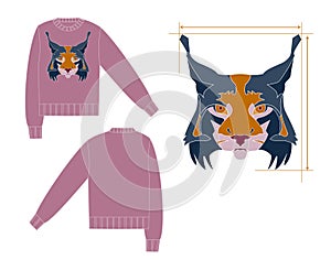 Turtleneck sweater with lynx intarsia