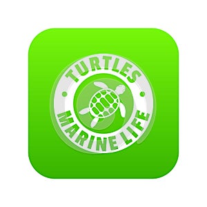 Turtles marine life icon green vector