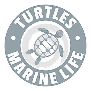 Turtles marine life logo, simple gray style