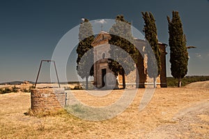 Tuscan chapel in autumn