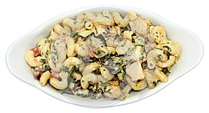 Tuscan Chicken Pasta in Whte Ceramic Bowl