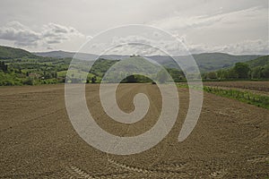 Tuscan countryside plowed agricultural land