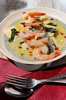 Tuscan Creamy Shrimp Ravioli