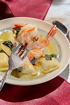 Tuscan Creamy Shrimp Ravioli