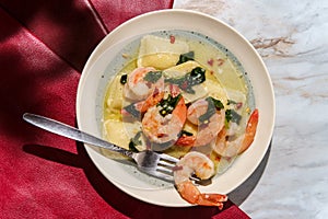 Tuscan Creamy Shrimp Ravioli