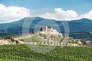 Tuscan Farmhouse on hill landscape