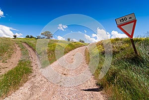 Tuscan forked road photo