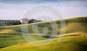 Tuscan Landscape in Sunrise Light