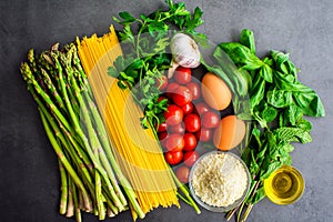 Tuscan Linguine Pasta all`Etrusca with Asparagus Ingredients