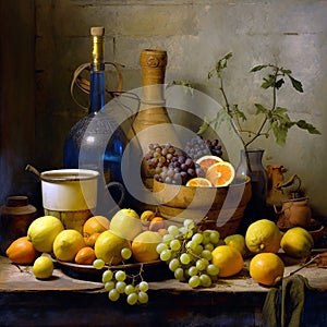 Tuscan still life with olive oil 2