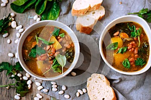 Tuscan white bean and butternut squash soup.style rustic