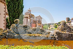 Tuscania, Viterbo, Italy: view of the city with etruscan sarcophagi