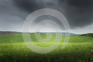 Tuscany, Crete Senesi rural sunset landscape