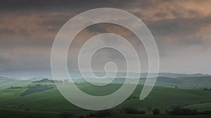 Tuscany, Crete Senesi rural sunset landscape