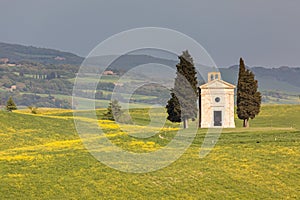 Tuscany hillscape at Cappella della Madonna di Vitaleta