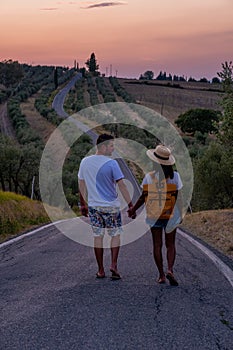 Tuscany Italy, Perfect Road Avenue through cypress trees ideal Tuscan landscape