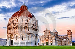 Tuscany, Italy - Twilight scene with Leaning Tower of Pisa