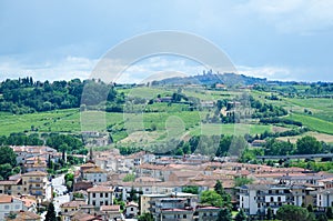 Tuscany landscape and buildings. Italy. Beautiful view