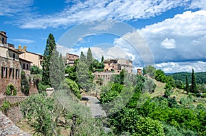 Tuscany landscape and buildings. Italy, Certaldo. Beautiful view