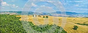 Tuscany landscape with famous Cappella della Madonna di Vitaleta, Italy