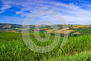 Tuscany - Landscape panorama at sunrise of Val d'Orcia