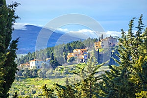 Tuscany landscape. Rocca dÂ´Orcia. Val d`Orcia, Siena province,
