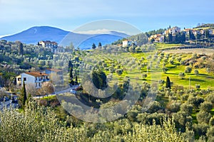 Tuscany landscape. Rocca dÂ´Orcia. Val d`Orcia, Siena province,