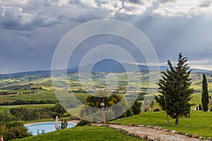 Tuscany rural landscape early in the morning.