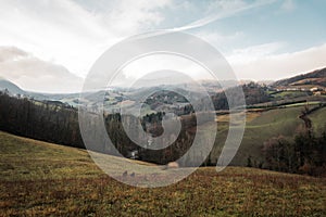 Tuscany`s typical hills and fields