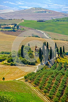 Tuscany summer valley early morning