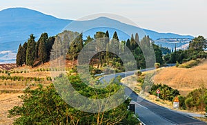 Tuscany sunrise countryside, Italy