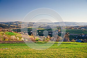 Tuscany. Tuscan landscape, rolling hills in the light of the sunset