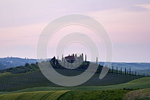 Tuscany villa at sunset