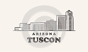 Tuscon skyline, arizona hand drawn sketch city