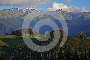 Tusheti with Caucasus mountains