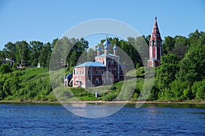 Tutaev, Russia - May, 2021: Church of the Kazan Icon of the Mother of God And Transfiguration