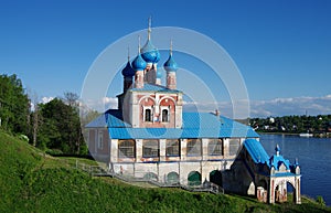 Tutaev, Russia - May, 2021: Church of the Kazan Icon of the Mother of God And Transfiguration