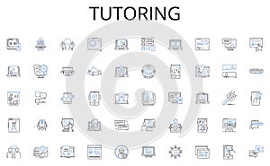 Tutoring line icons collection. Branding, Promotion, Creativity, Engagement, Targeting, Persuasion, Messaging vector and