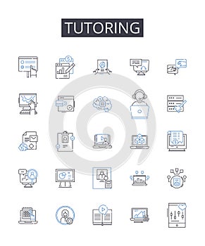 Tutoring line icons collection. Investigate, Discover, Uncover, Expose, Find, Locate, Search vector and linear