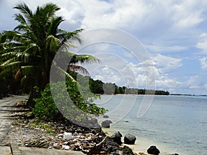 Tuvalu, Funafuti Atoll, the street scene