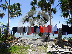 Tuvalu, Funafuti Atoll, the street scene