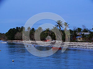 Tuvalu, Funafuti Atoll, sunset at the lagoon