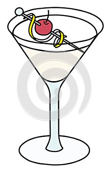 Tuxedo classic cocktail in martini glass, The Unforgettables official list. Gin and Vermouth based drink garnished with