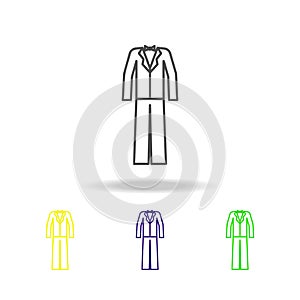 tuxedo of the groom multicolored icon. Element of wedding, thin line multicolored icon can be used for web, logo, mobile app, UI,